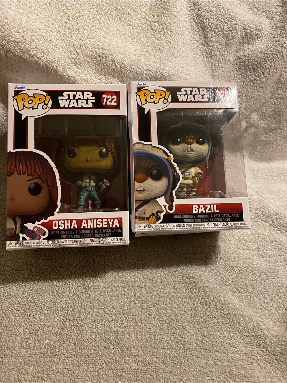 2 Funko Star Wars Osha Aniseya & Bazil Pop! Figures - White, Red, Blue, Brown